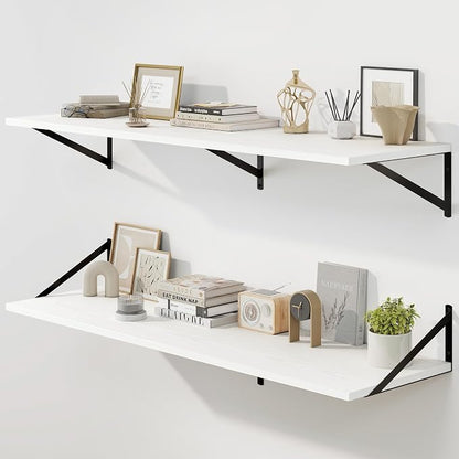 Fun Memories Floating Shelves for Wall, 12 Inch Deep Floating Shelves Set of 2 by FunMemories