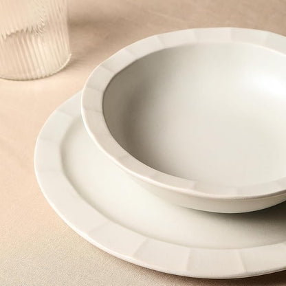 Stone Lain Oasis 4-Piece Salad Plate Set Stoneware, White
