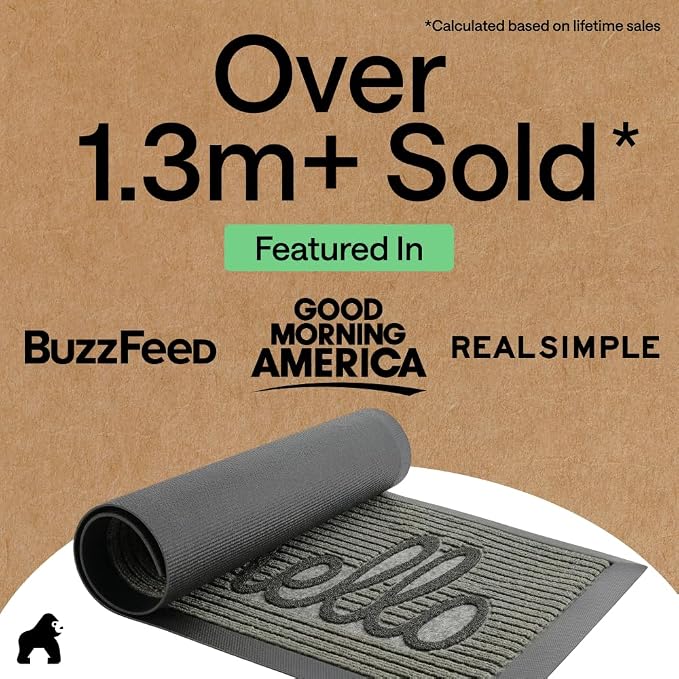 GORILLA GRIP 100% Waterproof All-Season WeatherMAX Doormat, US Designed Natural - Image 4