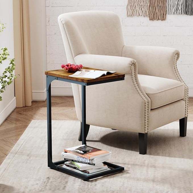 QEEIG C Table Side Table Living Room C Shaped Couch Tray End Table Farmhouse 1 - Image 4