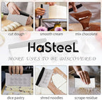 Metal Griddle Scraper Chopper, HaSteeL Stainless Steel Dough Bench Scraper Pastry Cutter with Measuring Marks, Multi-purpose Kitchen Tool for Flat Top Grilling/Baking/Cooking, Dishwasher Safe (2-Pack)