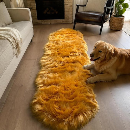 EasyJoy Faux Sheepskin Rug, Fluffy Faux Fur Rug, Ultra Soft Shag Area Rug - Image 4