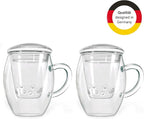 Creano 2x All-In-One Tea Glass with integrated Glass Filter and Lid - 14oz (400ml)