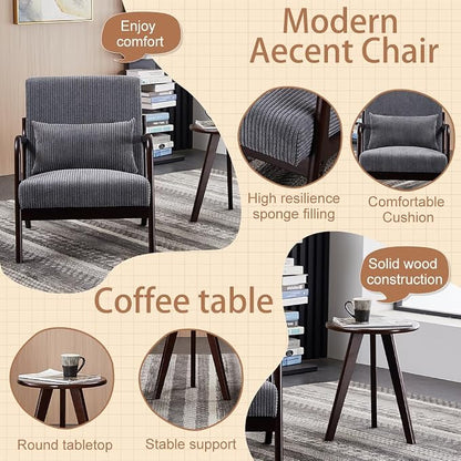 Mid-Century Modern Accent Chair&Coffee Table Set, Vintage Luxury Style - Image 6