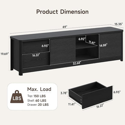Fluted TV Stand for Living Room, Mid Century Modern Entertainment Center - Image 2