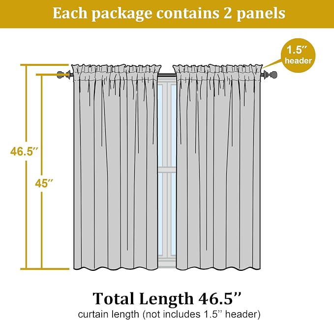 Lime Kitchen Sheer Curtains for Bedroom Living Room 45 Inch Length, Soft Solid - Image 2