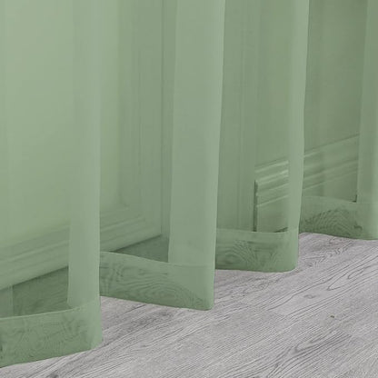 Sage Green Sheer Curtains 96 Inches Long 2 Panels Set, Elegant Sheer Curtains - Image 6