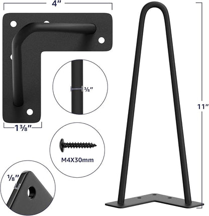 SMARTSTANDARD 11 Inch Heavy Duty Hairpin Furniture Legs, Metal Home DIY Projects - Image 2