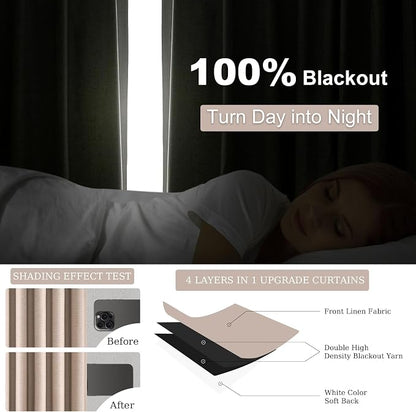 Topfinel Linen Blackout Curtains 86 Inches Long 2 Panels - Image 4