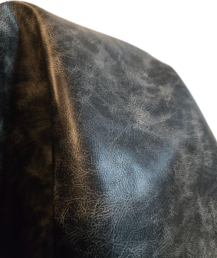 Black Vintage Distressed Soft Faux Leather Fabric PU Peta Approved Vegan - Image 3