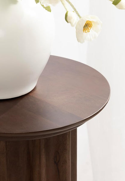 Kate and Laurel Gierson Modern Wooden Round Side Table; 12 x 12 x 22; Dark - Image 5