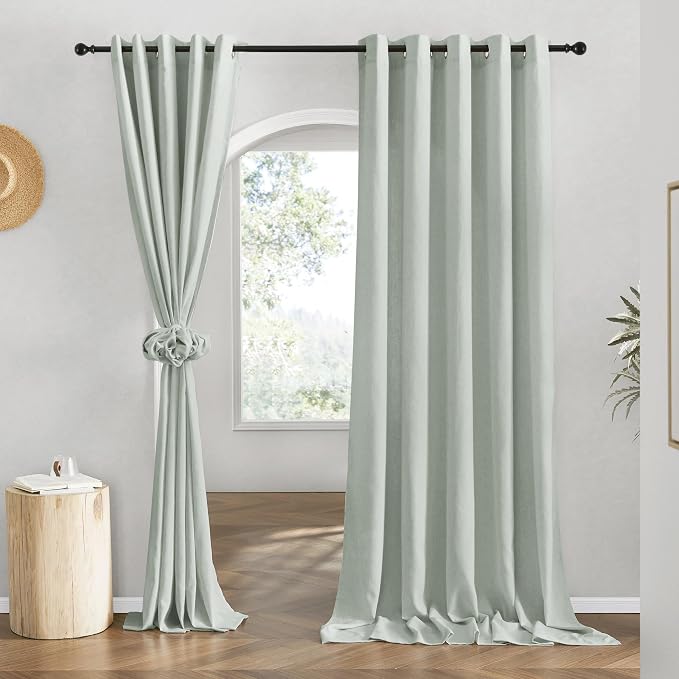NICETOWN Flax Sage Green Linen Curtains by NICETOWN