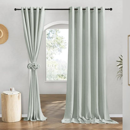 NICETOWN Flax Sage Green Linen Curtains by NICETOWN