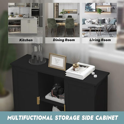 TaoHFE Black Buffet Cabinet, Modern Narrow Sideboard Buffet Cabinet Wooden Side - Image 4