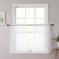 White Kitchen Curtains 30 Inch Length Tier 2 PCS, Solid Soft Airy Half Curtains by WelvetBLK