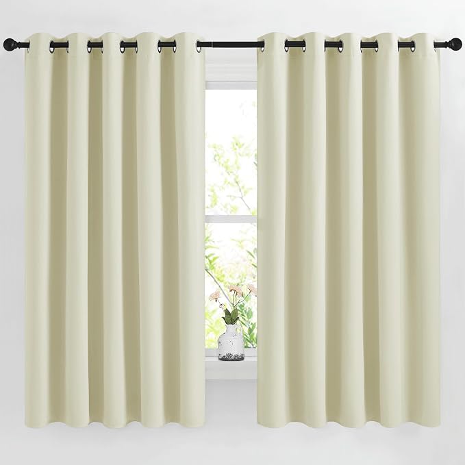 NICETOWN Beige Room Darkening Curtains 66 inches Long, Grommet Thermal Curtains by NICETOWN