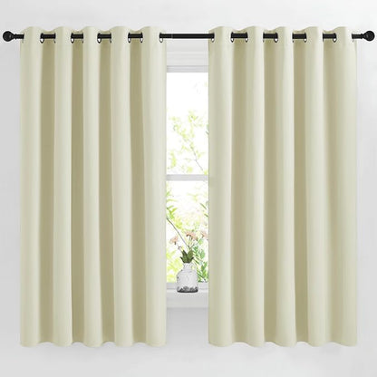 NICETOWN Beige Room Darkening Curtains 66 inches Long, Grommet Thermal Curtains by NICETOWN