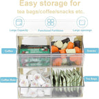 Bokelai Plastic Tea Bag Organizer with Lid - Large Capacity K Cup Holder Countertop Storage Station for Capsule Creamer Sugar Pods Face Mask Organizer Cream/Clear