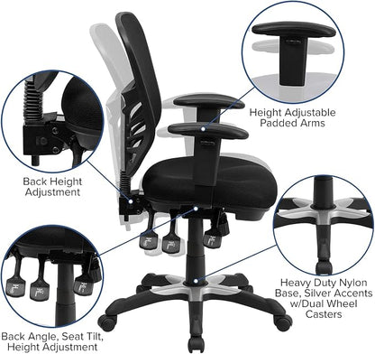 Flash Furniture Nicholas Mid-Back Black Mesh Multifunction Executive Swivel - Image 7