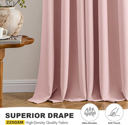 MIULEE Blackout Curtains for Bedroom 2 Panels 40 x 72 Inch Long Pink | Thermal - Image 5