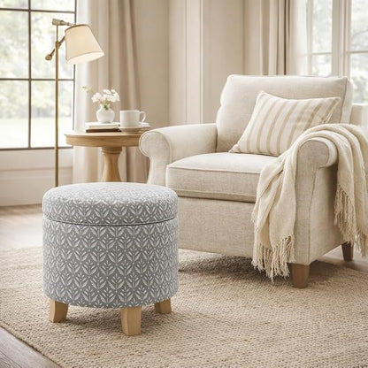 HomePop Upholstered Round Storage Ottoman|Homepop Home Décor|Upholstered Round - Image 4