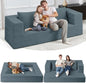 Futon Sofa Bed with Pillow, 3-in-1 Sleeper Sofa Bed with Removable Cover by Cansunna