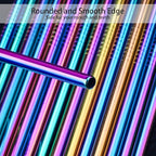 [24 PCS] Value Pack Reusable Stainless Steel Straws in Bulk Extra Long 10.4 inch Colorful,Tomorotec Metal Straw Sets with Cleaning Brushes,12 Straight 12 Bent For Tumblers Beverage Drink Cocktail