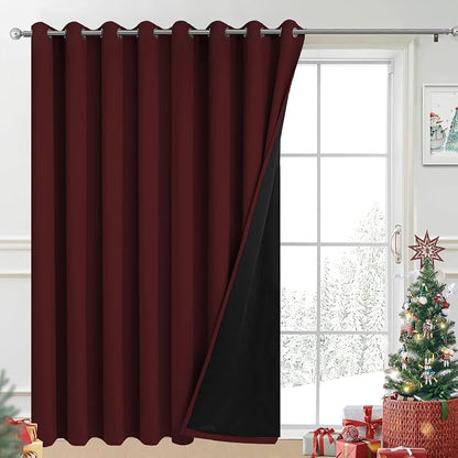 Yakamok Burgundy Red Blackout Patio Door Curtain Panels W100 x L84, 1 Panel | by Yakamok
