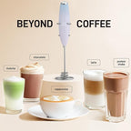 Zulay Kitchen Tornado Whisk Milk Frother with 4 AA Duracell Batteries - Triple Whisk for More Power - Handheld Coffee Frother with Stand - Drink Mixer for Lattes, Matcha & Protein Shakes
