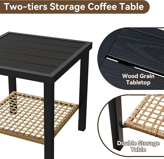 Aoxun 3-Piece Outdoor Rocking Bistro Set, Patio Furniture Set - Image 9