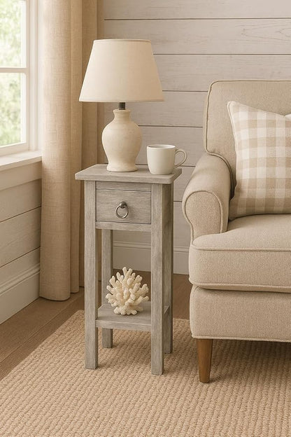 Sunset Trading Shabby Chic Cottage Accent Table, Distressed Light Gray - Image 2