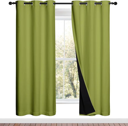 NICETOWN 100% Blackout Window Curtain Panels, Fresh Green, 2 Pieces, 42-inch by NICETOWN