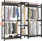 Homykic Bamboo Closet System Clothes Rack, Large Freestanding Garment Rack by Homykic