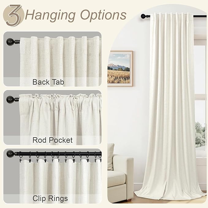 Small Blackout Curtains 54 Inch Length Linen Textured Short Black Out Curtains - Image 6