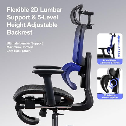 Office Chair with Footrest, Ergonomic Chair with 3D Headrest, Computer Chair - Image 6