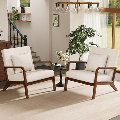 ELUCHANG Modern Accent Chairs Set of 2, Upholstered Reading Arm Chair by ELUCHANG