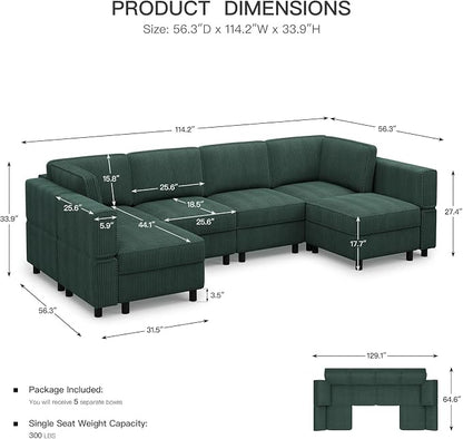 Belffin U Shaped Sectional Sofa Couch Modular Sectional Sofa - Image 2