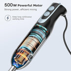 FRESKO Immersion Handheld Blender 500W with 700ml Beaker, 12-Speed & Turbo Mode Hand Blender Stick, 304 Stainless Steel Blades