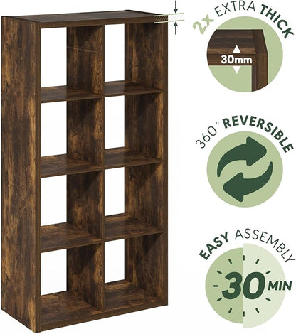 Furinno Cubicle Book Shelf, 8-Cube Bookshelf, Extra Thick Frame Horizontally & - Image 8