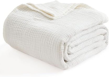 EMME Muslin Blankets for Adults White Small Blanket 40" x 50" | Throw Blanket - Image 5