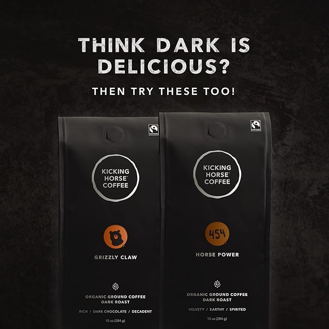 Kicking Horse Coffee, Kick Ass, Dark Roast, Ground, 10 Oz - Certified Organic, Fairtrade, Kosher Coffee