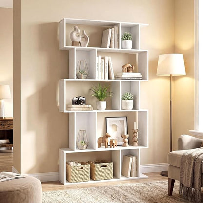 Giantex 5-Tier Bookshelf, 10-Cube White Geometric Bookcase - Image 9