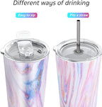 THILY Tumbler Stainless Steel Coffee Cup 26 oz Triple-Insulated Travel Mug with Splash-Proof Lid, for Ice Drinks and Hot Beverage Smoothies Cup, Pink Ripple