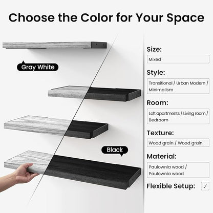 BAYKA Wall Shelves for Bedroom Decor, Floating Shelves for Living Room Kitchen - Image 5