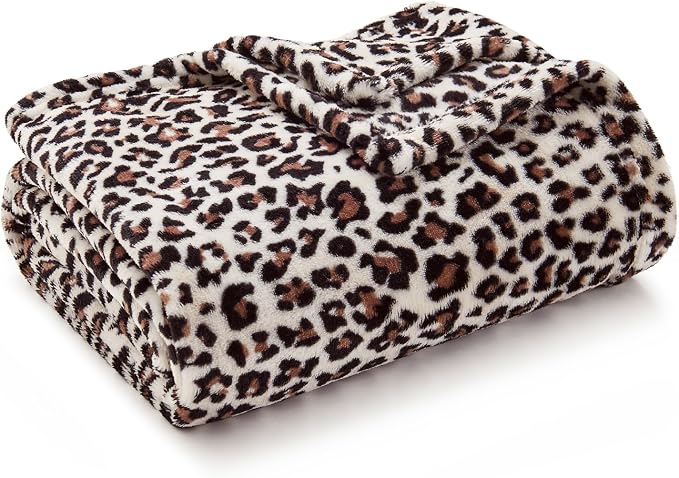 BEDELITE Fleece Blanket Soft Plush Twin Size Blanket White Leopard 60"x80" | - Image 7