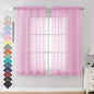 2 Pack Pink Sheer Curtains 63 Inch Length, Light Filtering Window Curtain by OVZME