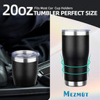MEZMUT 4 Pack 20oz Insulated Coffee Tumbler with Lid and Straw Double Wall Vacuum Insulated Cup Stainless Steel Travel Mugs Leakproof Powder Coated Tumbler for Indoor Outdoor(Black)