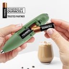 Zulay Kitchen Tornado Whisk Milk Frother with 4 AA Duracell Batteries - Triple Whisk for More Power - Handheld Coffee Frother with Stand - Drink Mixer for Lattes, Matcha & Protein Shakes