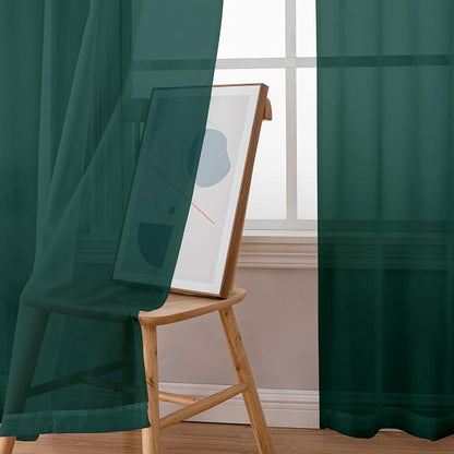 Simplebrand Hunter Green Sheer Curtains 72 Inches Long 2 Panels - Image 4