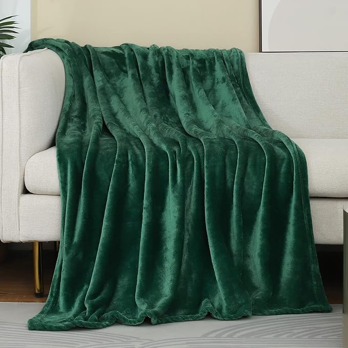 Forest Green Fleece Plush Throw Blanket 50"x60"for Couch Fuzzy Cozy Flannel | by JIAHANNHA
